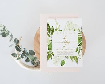 Greenery Rustic Gold The wedding of Save the Date Template DIY Shower Template PDF Save the Date Template wedding printable save our date
