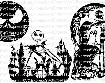 Jack & Sally Skellington Nightmare Before Christmas 3 Pack digital file, svg, cdr, eps, png