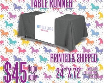 LLR Table Runner - White w/Full Color Logo *Optional Solid Color Table Cover Add-on