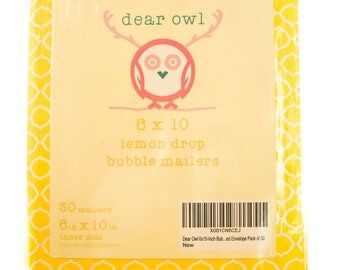 Dear Owl 6x10-Inch Color Bubble Mailer Lemon Drop Yellow Pack of 30