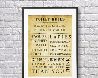 Toilet sign, bathroom sign, funny toilet sign, loo sign, typography print, toilet print, funny print, toilet humour, bathroom art, wall art