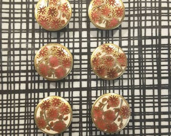 Vintage hand made Satsuma buttons - (qty 1 or set of 6.)