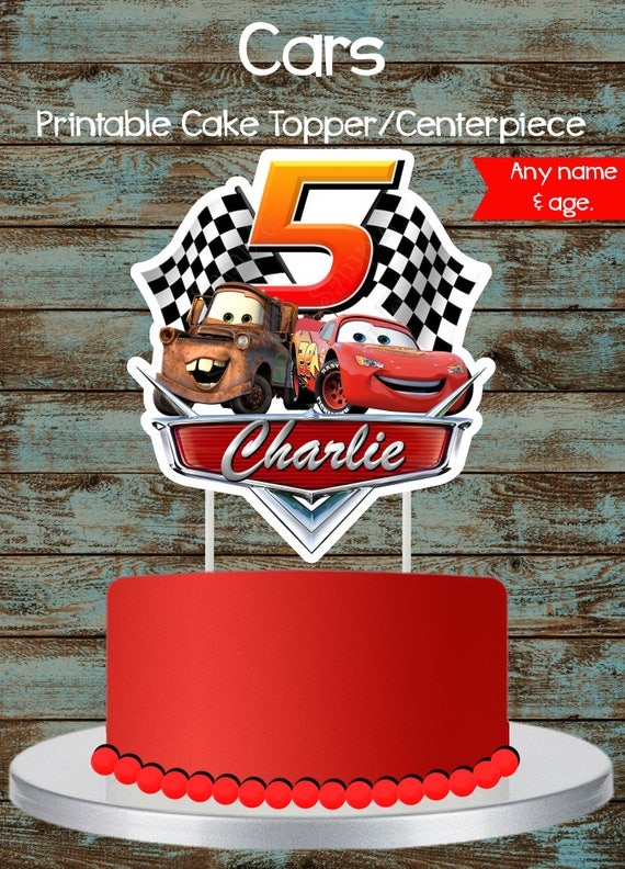 Cars Cake Topper Disney Cars Printable Cake topper Lighting