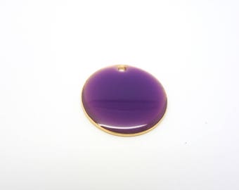 Sequin gold enameled purple round 18mm (CLBD07) charm pendant