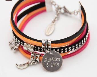 Bracelet personnalisé avec prénoms "Basic" Melon Litchi