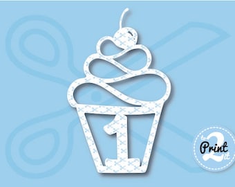 1st Birthday SVG, Birthday Cupcake SVG, Happy Birthday SVG, Cherry svg cut files, cupcake birthday svg