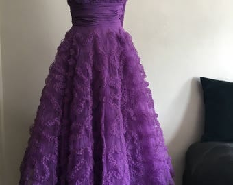 Vintage 1950s Violet Tulle Party Dress