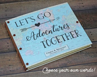 Our Adventure Book Travel Album Scrapbook - Gift for Husband, Gift for Wife, Gift for Fiance - Wedding Guest book - Honeymoon Scrapbook