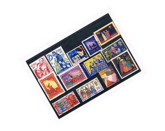 Christmas Nativity Postage Stamps | Wise Men, Shepherds, Angels, Mary & Joseph | used world postal stamps, upcycle, card craft, papercrafts