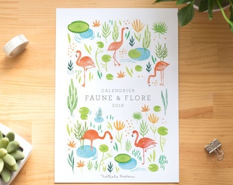 PREORDER -- 2018 Calendar, Wall calendar, A4 2018 calendar, botanical calendar, Fauna & Flora Calendar, gift for her, nursery art