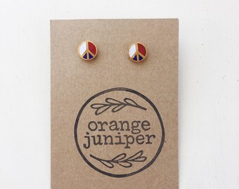 Vintage Peace Sign Earrings || Post Earrings, Fourth of July, America, Patriotic, Peace Sign Earrings