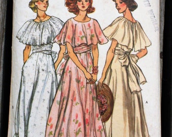 Vogue 9731 1970s 70s Bridesmaid Prom Evening Prairie Dress Wedding Gown Vintage Sewing Pattern Size 12 Bust 34