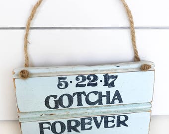 Adoption Sign - Adoption Gift - Gotcha Day Gift - little boy blue