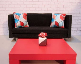 1:12 scale Modern Dollhouse Coffee Table in Geranium Red