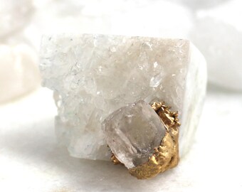 crystal quartz ring, statement ring, morganite ring, raw gemstone, gold ring, carved ring, druzy ring, crystal ring, beryl ring