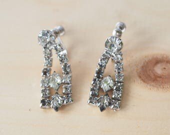 Vintage Rhinestone Earrings/ Vintage Earrings/ Vintage Jewelry/ Earrings/ 1950s Jewelry/ Antique jewelries/ Rhinestone Jewelry