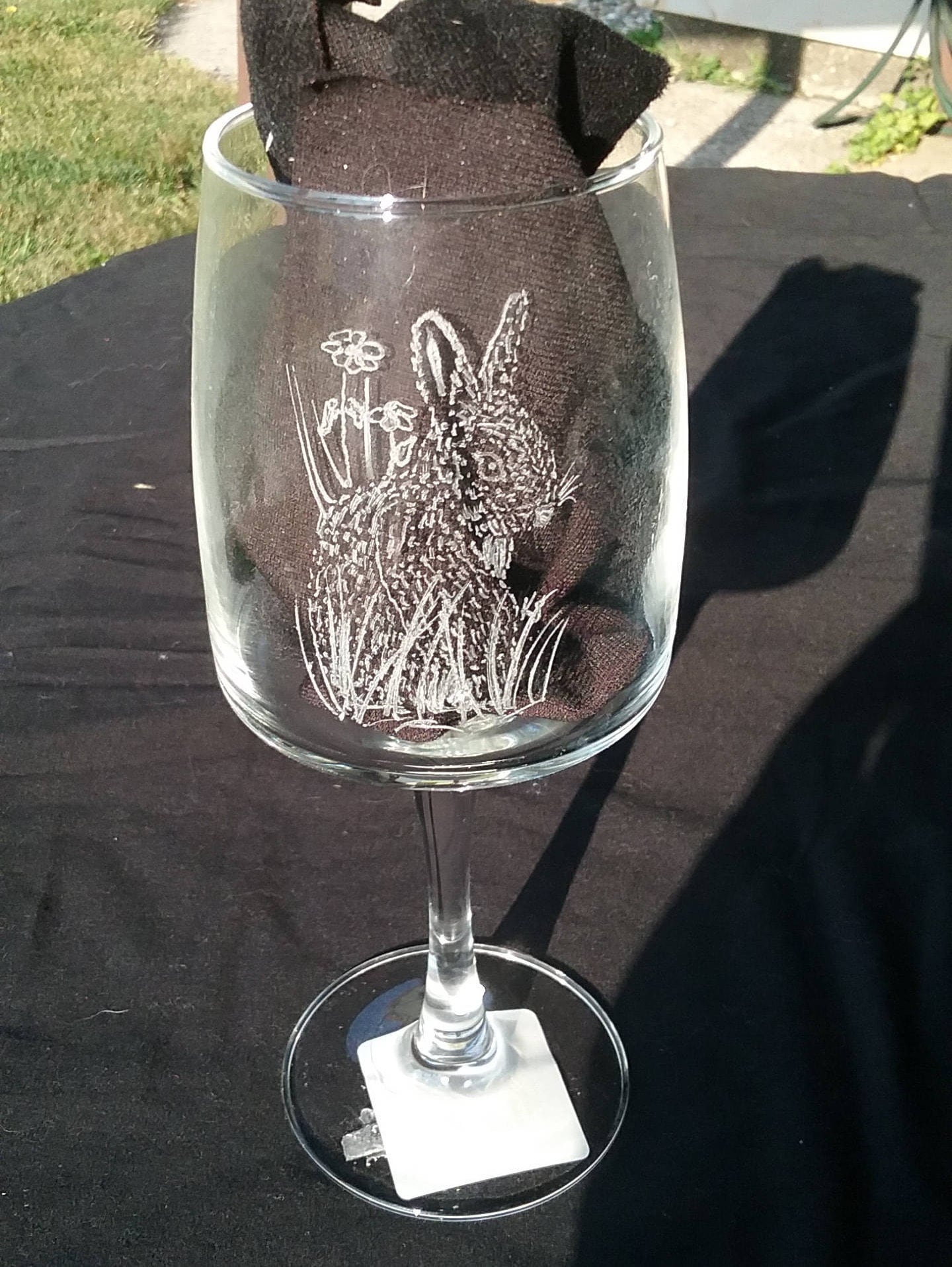 whimsical engraved bunny wine glass engraved rabbit on wine