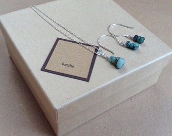 Emerald Necklace, Sterling Silver necklace, Emerald Earrings, May Birthstone, Emerald Set, Emerald Jewellery, Green Jewellery, May Birthday