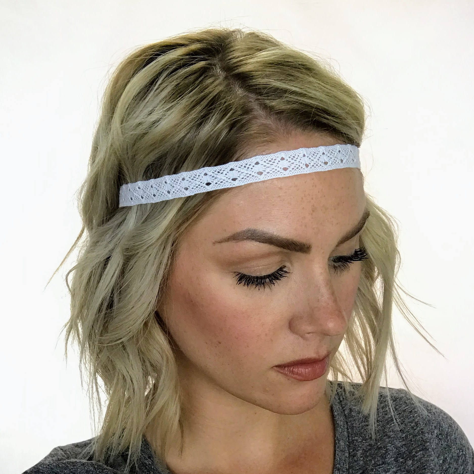 The Ingrid White Casual Thin Lace Boho Headband