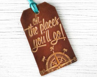 road trip gift leather luggage tag say yes to new adventures