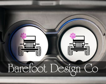 Jeep Paw Print Personalized Custom Sandstone Car Coaster FAST SHIPPING