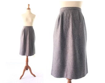 Grey Skirt / 80s Wool Skirt / Grey Wool Skirt / medium large High Waist Skirt / Gray Skirt / Women Bottom Skirt / Vintage Clothing Skirt