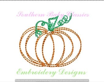 Pumpkin Fall Autumn Design Vintage Stitch Bean Hand Look Quick Mini File for Embroidery Machine Monogram Instant Download