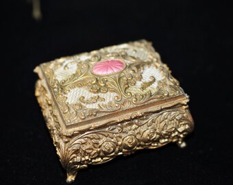 Gold Jewelry Casket, Vintage Trinket Box, We have more to choose from, jewelry box, shabby chic, great ring bearer pillow #2111