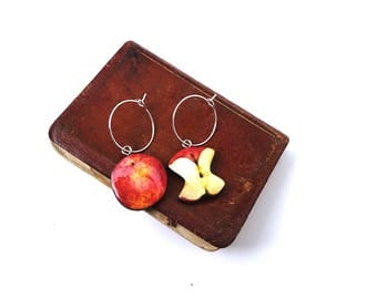 Teacher appreciation gift, apple, apple accessories, apple jewellery, fun jewellery, odd earrings, mismatched earrings, earrings, quirky