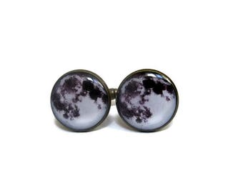 MOON CUFFLINKS - Mens cufflinks - Space cufflinks - Planet cufflinks - Wedding cufflinks- gift for dad - gift for him