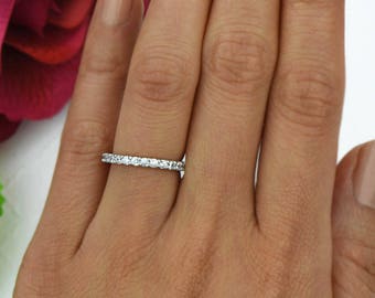 1 ctw Full Eternity Band, 2mm Wedding Band, Bridal Engagement Ring, Man Made Diamond Simulant, Sterling Silver, Promise Ring, Stacking Ring
