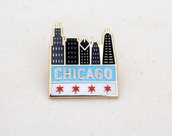 Chicago Skyline Enamel Pin - Lapel Pin - Badge