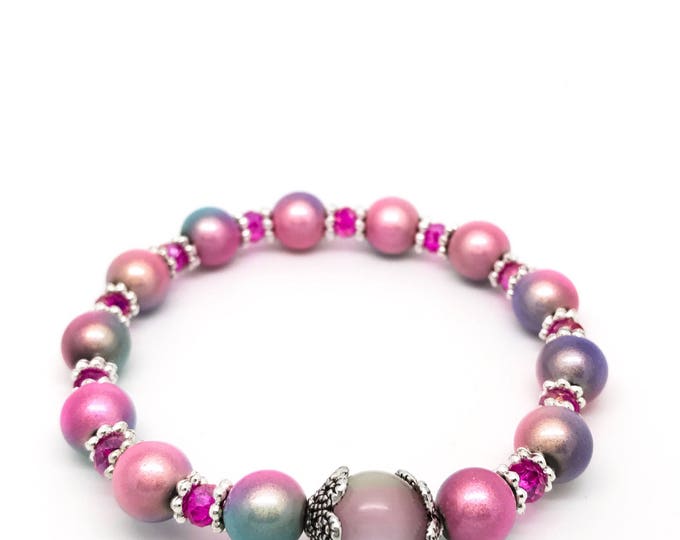Multitone pink bracelet, Iris pink bracelet, blue pink bracelet,, stretching pink bracelet, blue pink bracelet, Colorful pink bracelet