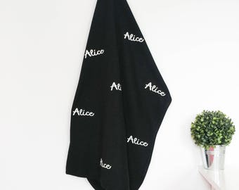 Receiving blanket personalized - cotton jersey - baby blanket - choice of colors and fonts