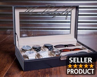 Sunglass and Watch Case, Watch Box, Engraved Combo Jewelry display, Valet Box, Men's Man Gift, Graduation Gift, Groomsman Gift