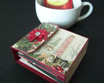Christmas Tea Wallet - Christmas Tea Gift Box - Tea Bag Holder - Tea Wallet - Christmas Tea Party Favor - Christmas Tea Gift