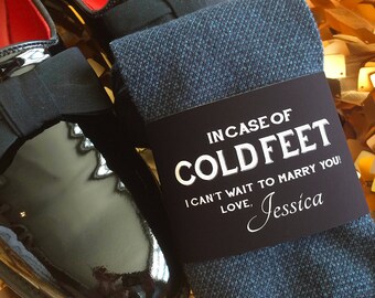 Cold Feet Personalized Bride Gift to Groom // Label and Groom Socks Best Wedding Gift for the Groom from Bride // Engagement Gift for Groom