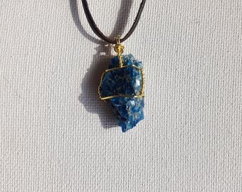 Wire Wrapped Raw Apatite Gemstone Necklace