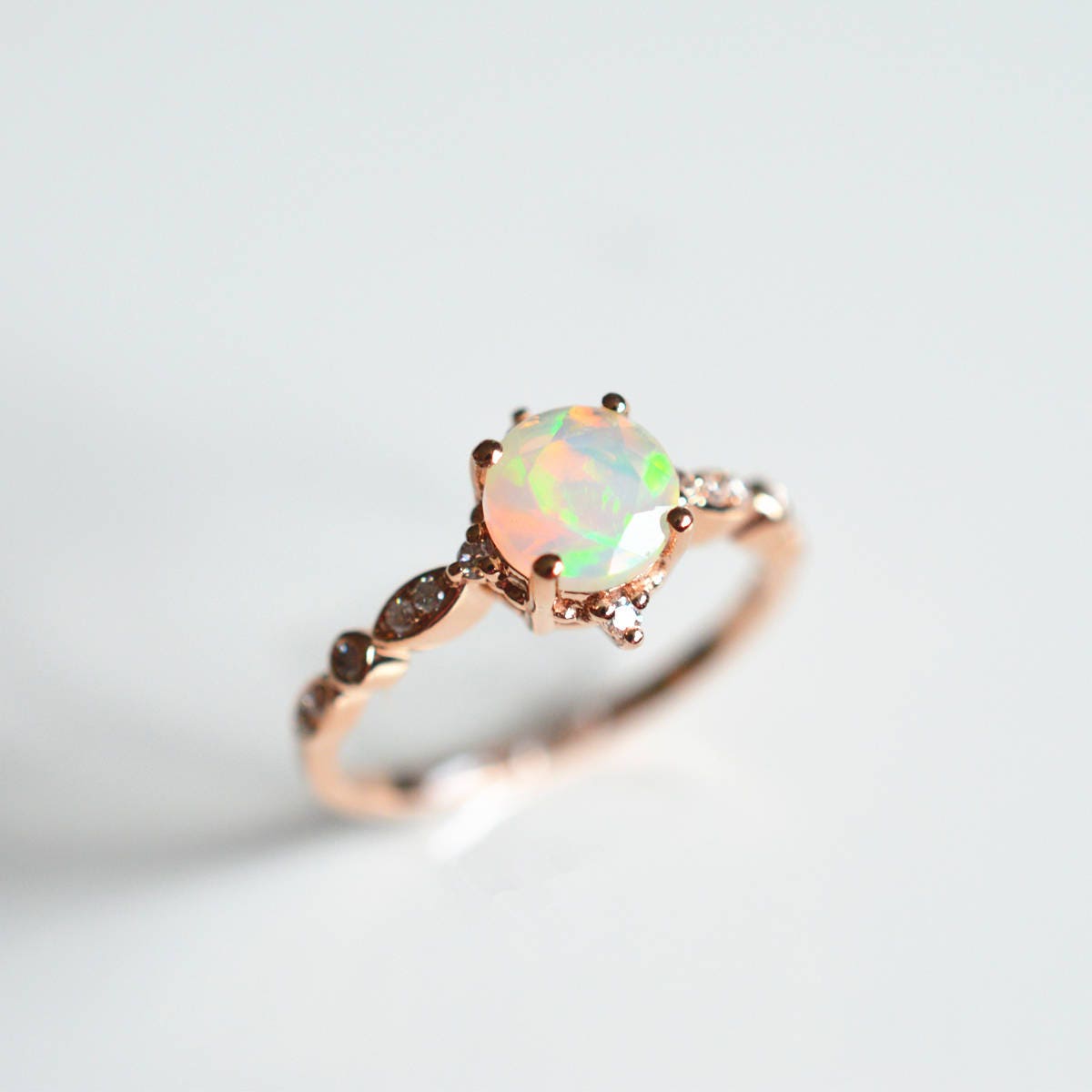 Opal Enagegement Ring 18k Rose Gold Opal Engagement Ring 14k