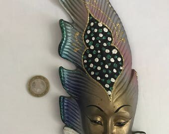 Venetian mask wall ceramic feather