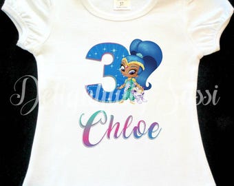 Shine Birthday Shirt, Birthday Shirt, Personalized Shirt, Personalized Birthday Shirt, Shimmer and Shine Birthday Shirt, Girls Shirt