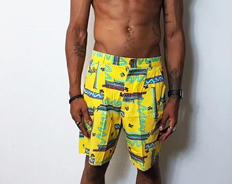 On Sale - 1990’s Beach Boys Shorts / Vintage 90s Beach Print Trunks Sherry Holt / Retro Hip Hop Throwback Hip Hop Streetwear FREE SHIPPING