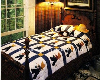 Fisherman Fred Quilt Vintage Pattern PDF Little Boys Patchwork Applique Quilt Pattern XL Twin-Size Quilt 73x94" Instant download PDF - 2206