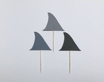 Shark Cupcake Toppers, 12 Shark Fin Cupcake Toppers, Under the Sea Party, Sharks & Mermaids, Boy Birthday, Shark Decor, Shark Week