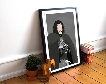 Jon Snow Game of Thrones inspired Art Print / Poster / Wall Art / TV Poster / House of Stark / Minimalist / King of the North / GOT
