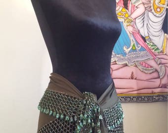 Shake it~Vintage Heavily Beaded Hip bellydance,tribal fusion belly dance Hip Belt Scarf,cape,shawl