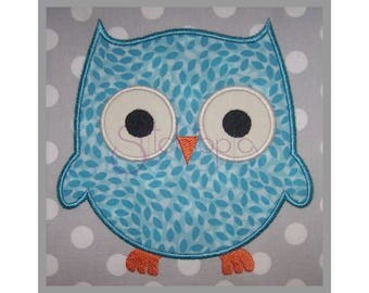Forest Animals Owl Applique Design - 6 Sizes 10 Formats dst exp hus jef pes sew shv vip vp3 xxx Machine Applique - Instant Download Files