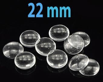 Set of 10 transparent 22mm dome cabochons