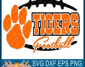 Tigers Football SVG| Tigers| Football| Paw| DXF| EPS| Png| Silhouette| Cricut| Cut File| Instant Download