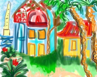 Digital I pad paintings, colorful, playful, energetic, happy